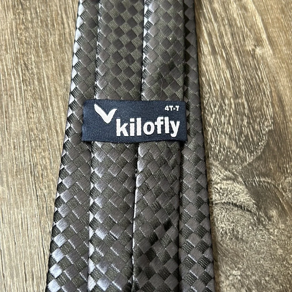 BOYS TIES SET OF TWO DARK GREY PURPLE STRIPE 4T-7 Kilofly